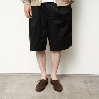 Still by hand - Linen mixed wide shorts - charcoal