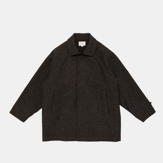 Silk Mixed Wool Coat - Dark Brown