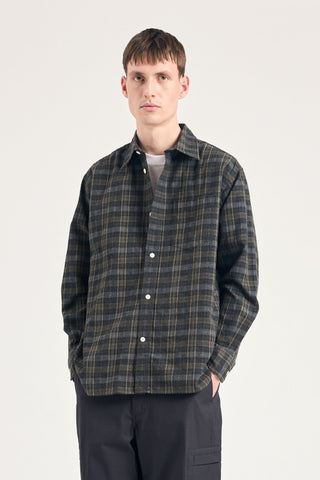 Norse Projects - Ole Oversized Wool Check Shirt - Charcoal Grey