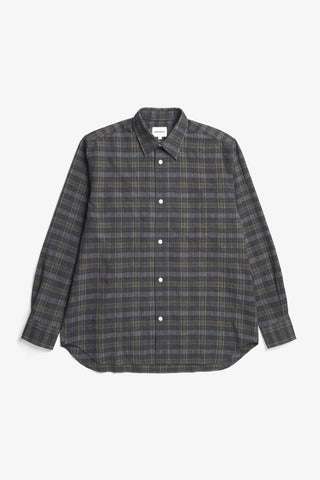 Norse Projects - Ole Oversized Wool Check Shirt - Charcoal Grey