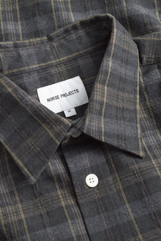 Norse Projects - Ole Oversized Wool Check Shirt - Charcoal Grey