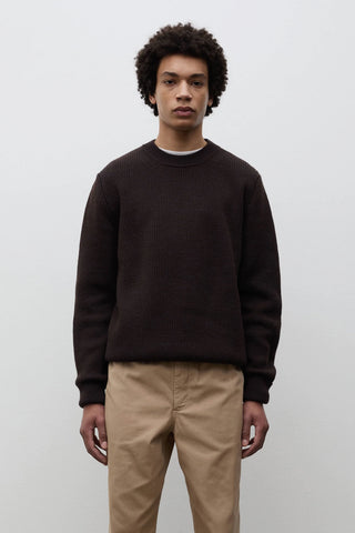Henning Cotton Wool Rib Sweater - Darkest Purple