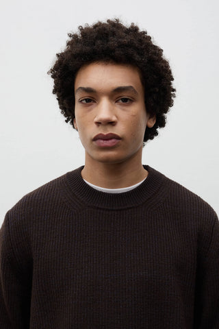 Henning Cotton Wool Rib Sweater - Darkest Purple