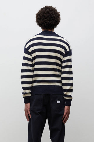 Sagvatnet Wool Roll Neck Sweater - Navy Stripe