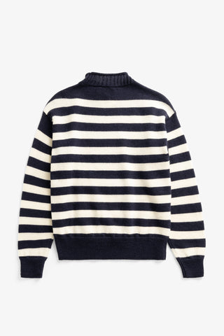Sagvatnet Wool Roll Neck Sweater - Navy Stripe