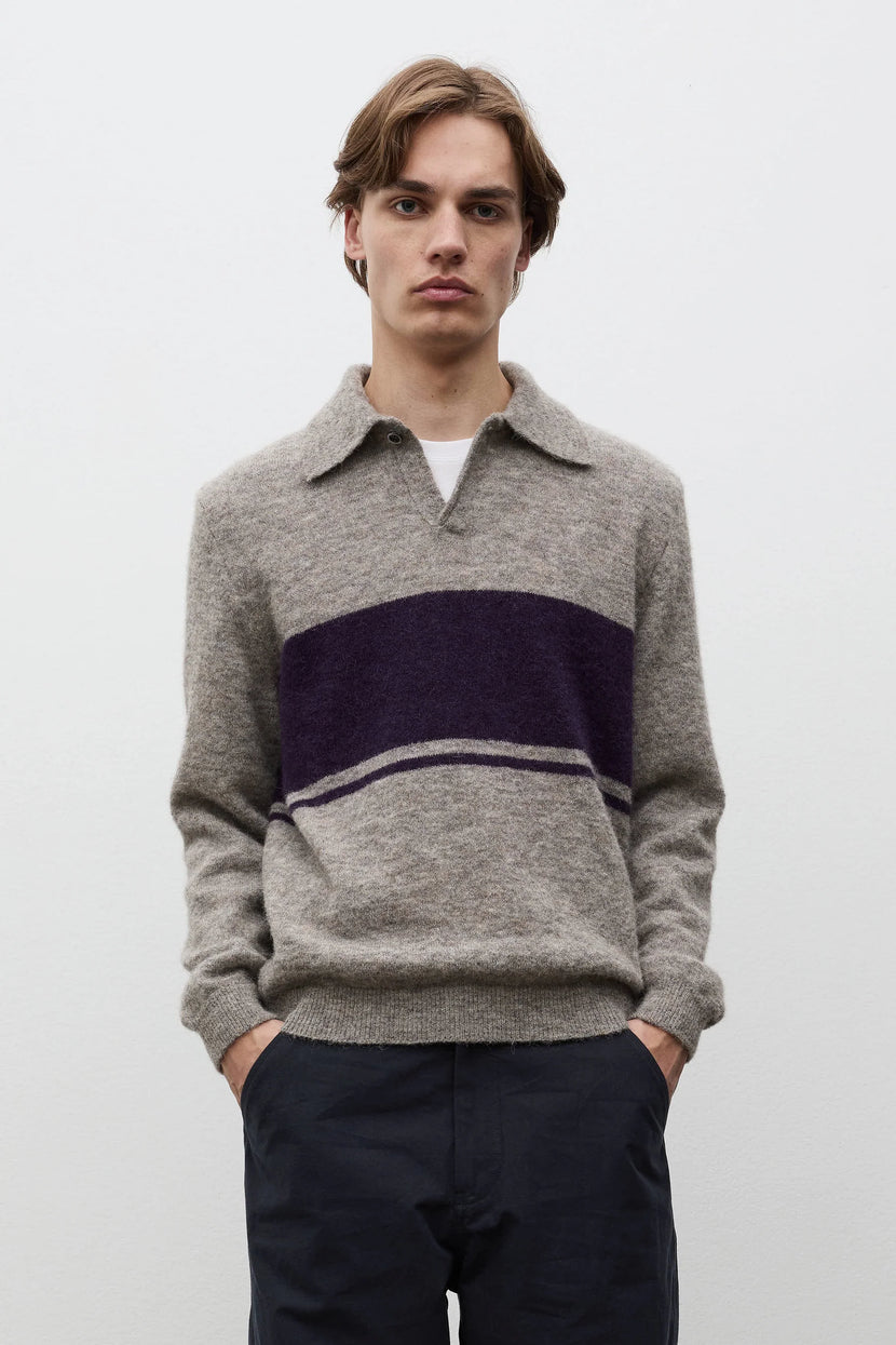 Gudme Baby Alpaca Stripe Polo - Walnut