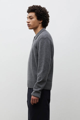 Ristinge Merino Lambswool Polo - Grey Melange