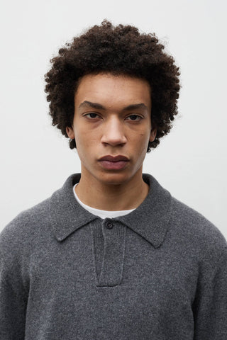 Ristinge Merino Lambswool Polo - Grey Melange