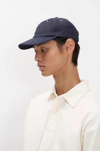 Norse Projects - Broken Twill Cotton Linen Denim 6 Panel Cap Indigo