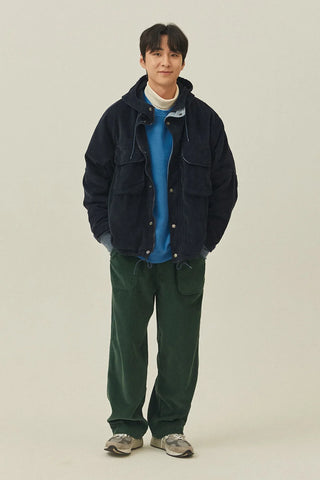 One Tuck Fatigue Corduroy Pants - Forest
