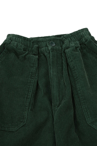 One Tuck Fatigue Corduroy Pants - Forest