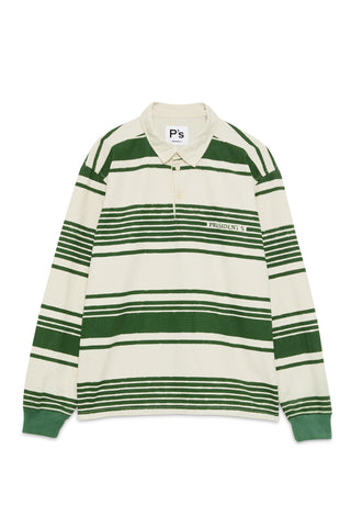 President's - Polo L/S P'S Stripes Washed - Hunter Green