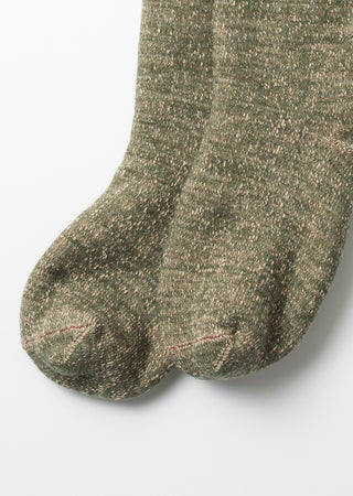 Rototo - R1001 Double Face Crew Socks - Green/Brown