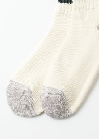 Rototo - R1255 Coarse Ribbed OldSchool Crew Socks - D.Green/Yellow
