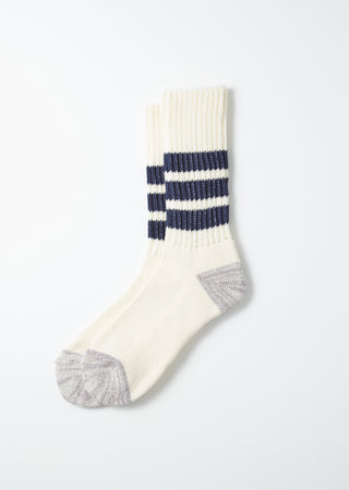 Rototo - R1255 Coarse Ribbed OldSchool Crew Socks - Navy