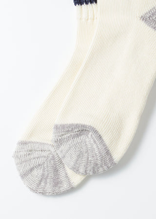 Rototo - R1255 Coarse Ribbed OldSchool Crew Socks - Navy