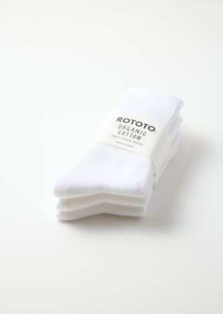 Rototo - R1427 Organic Daily 3 Pack Ribbed Crew Socks