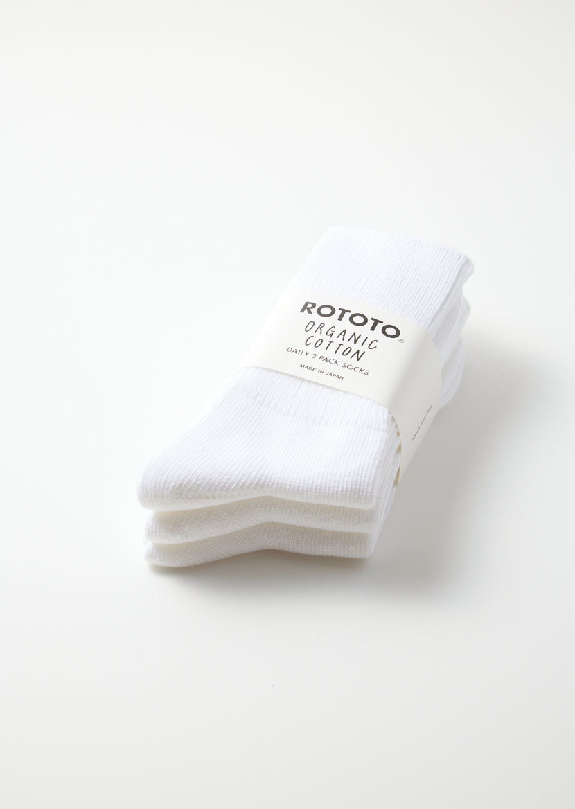 Rototo - R1427 Organic Daily 3 Pack Ribbed Crew Socks