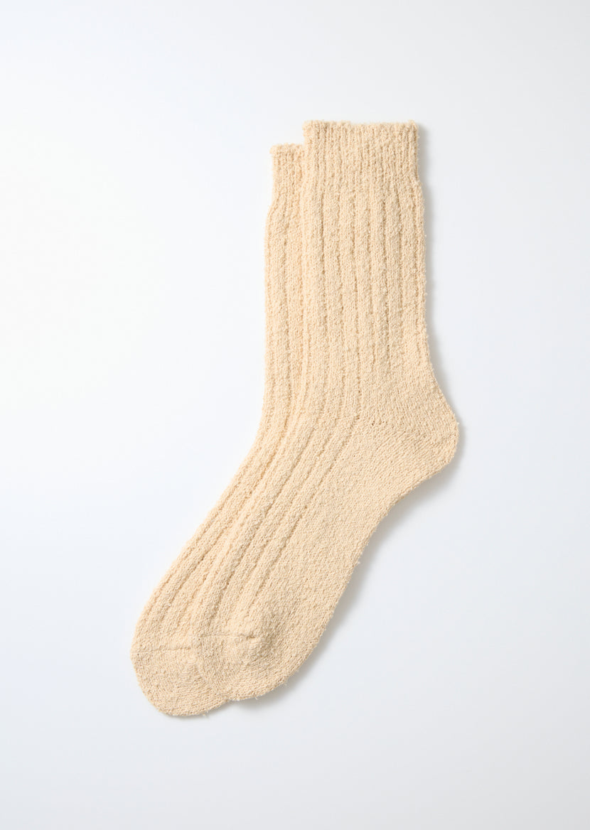 Rototo - R1613 Recycled Cotton Boucle Crew Socks - Ecru