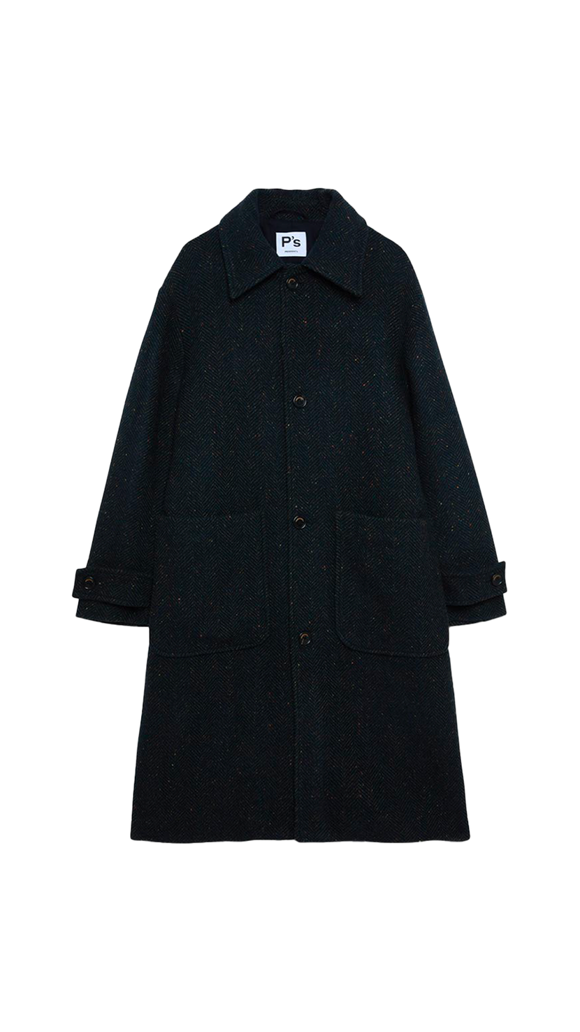 President's - Garden coat P'S Harringbone donegal - Blue/Green