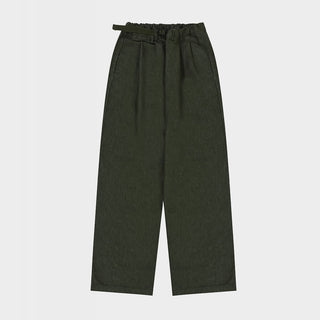 Two Tuck Wide Denim Pants- Khaki