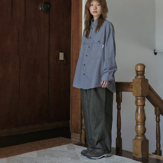 Two Tuck Wide Denim Pants- Khaki