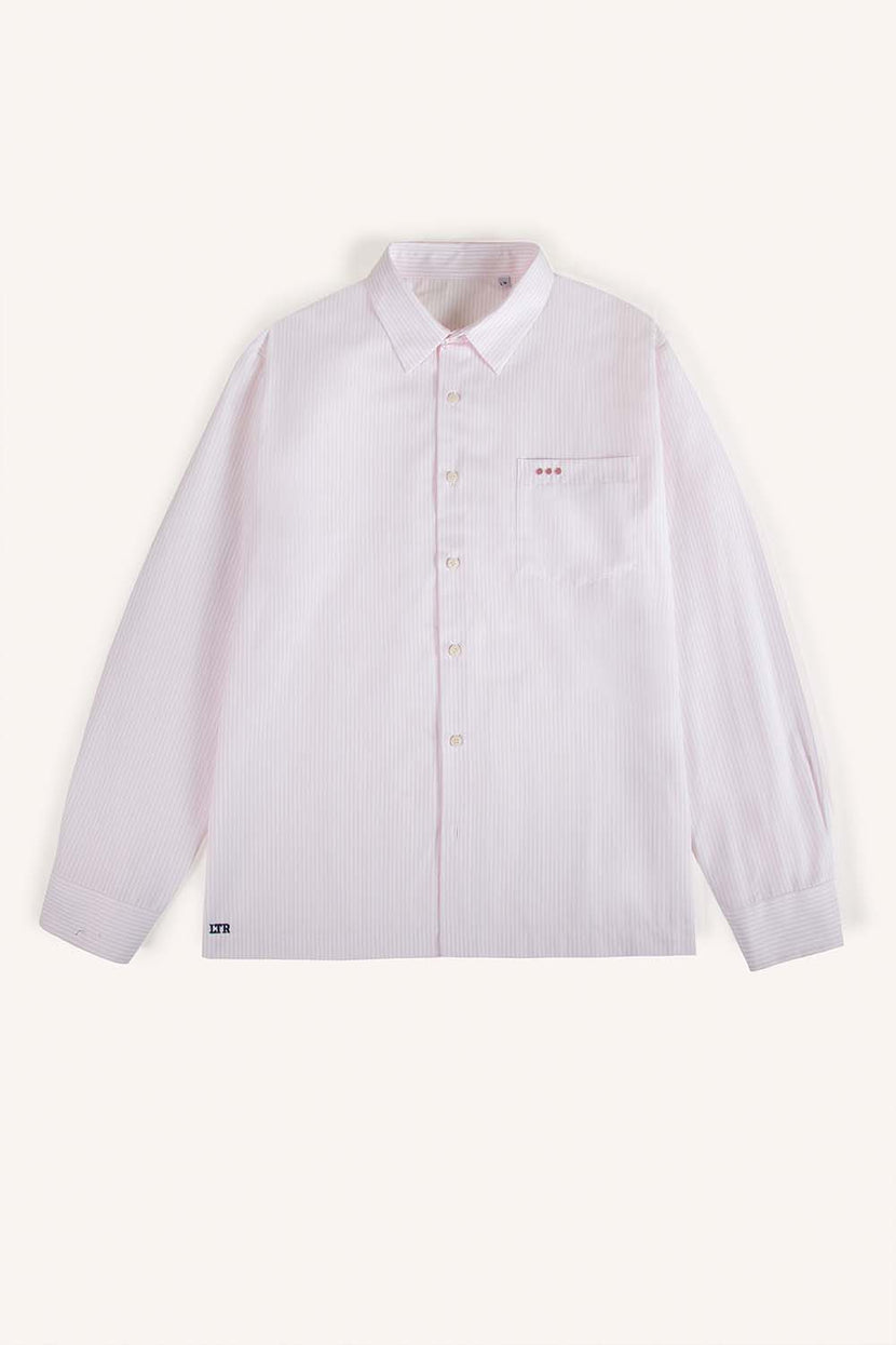 LATER... - Chemise épurée coton rayures Rose