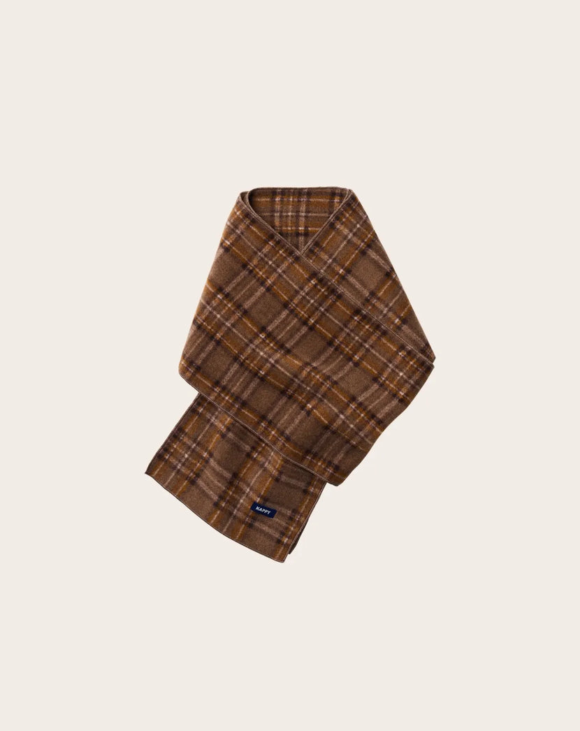 Kappy Fleece Check Muffler - Brown
