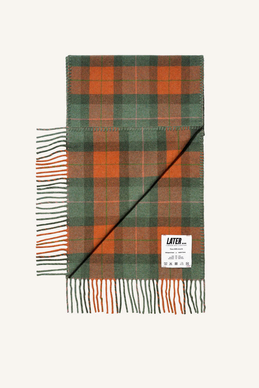 LATER... - Écharpe Tartan - Orange & Vert