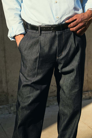 Later - Jean Flot denim brut - Bleu nuit