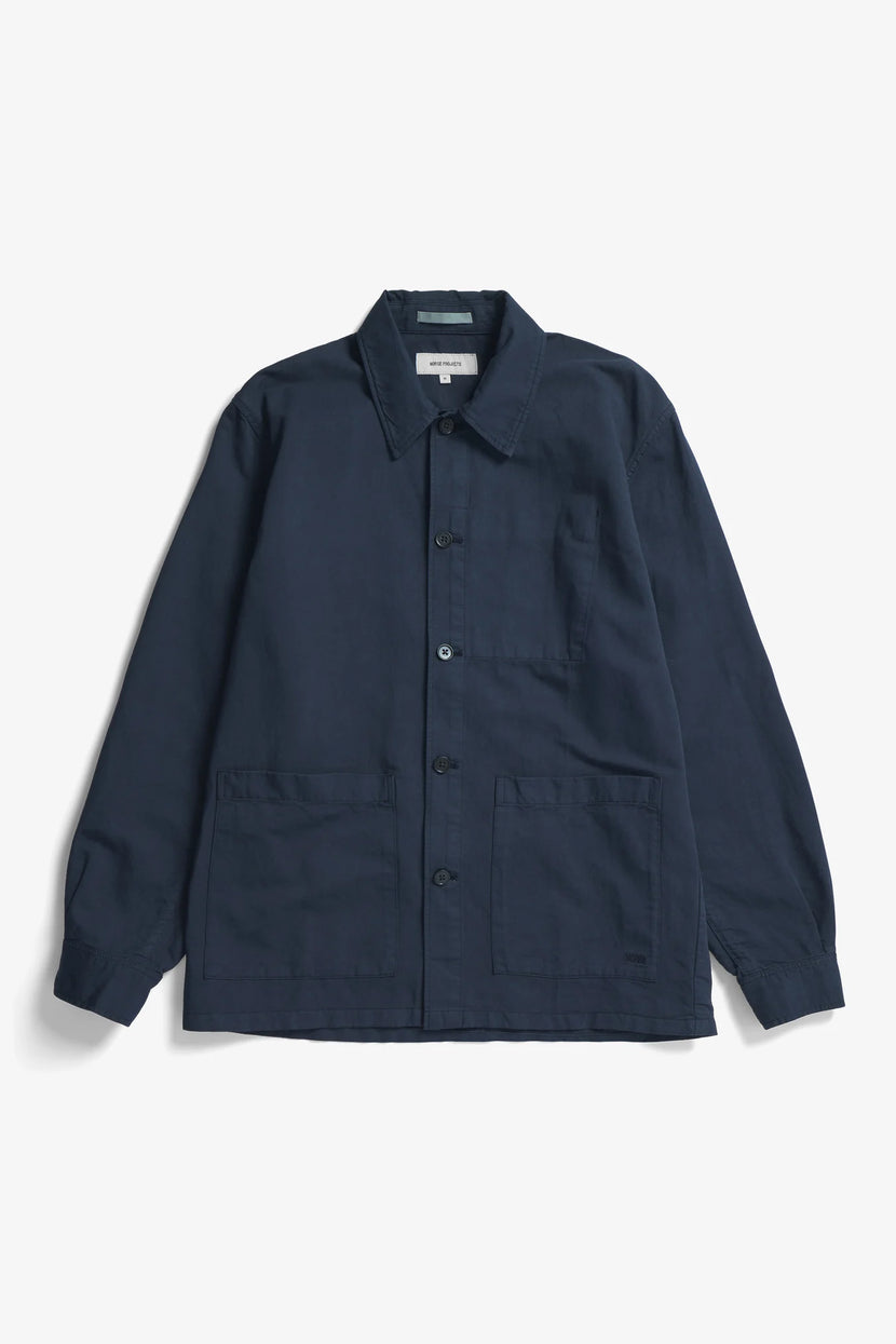 Julian Cotton Linen Overshirt Dark Navy