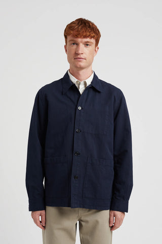 Julian Cotton Linen Overshirt Dark Navy
