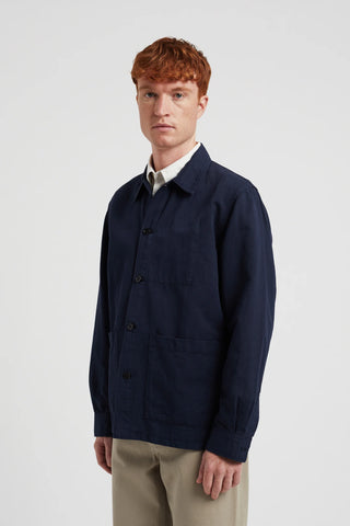 Julian Cotton Linen Overshirt Dark Navy