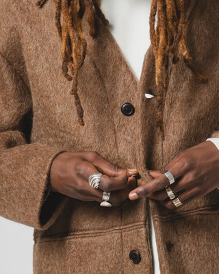 Eat Dust - V Neck Cardigan Baseball - Brown