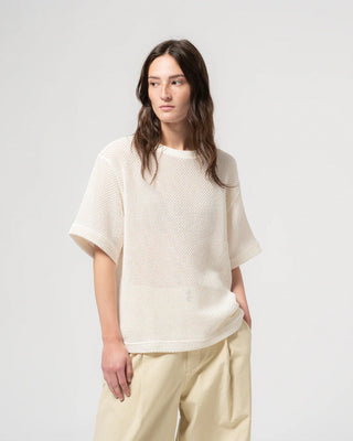 Eat dust - Boxy T-shirt Treillis Cotton - Ecru