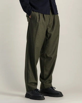 Double Pleats Flannel pants - Olive