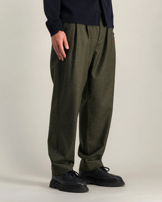 Double Pleats Flannel pants - Olive