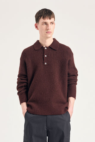 Norse Projects - Rasmus Relaxed Brushed polo - Mahogany