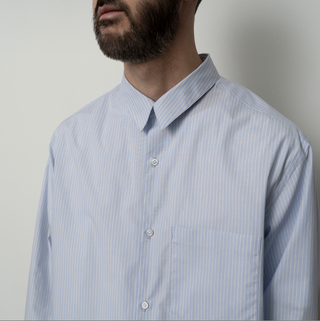 Still by Hand - Regular collar shirt - Blue stripe