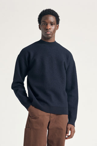 Norse Projects - Rom Boiled Wool Crewneck - Dark Navy