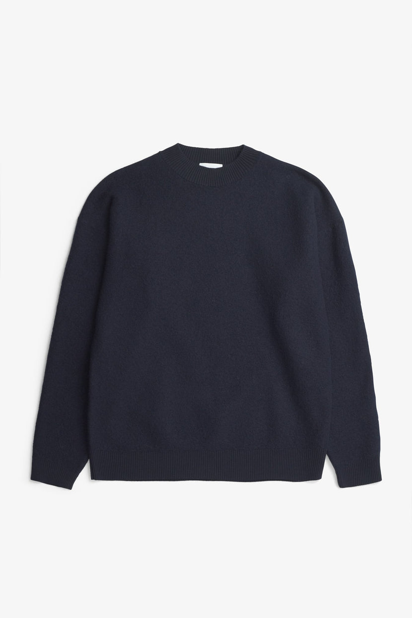 Norse Projects - Rom Boiled Wool Crewneck - Dark Navy